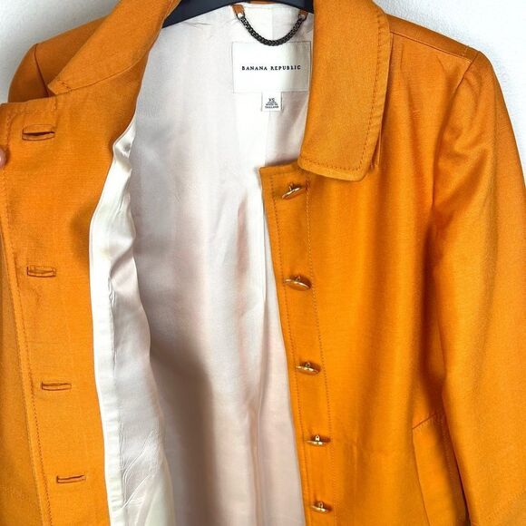 Banana Republic Orange Silk Trench Coat Jacket XS - Picture 4 of 6